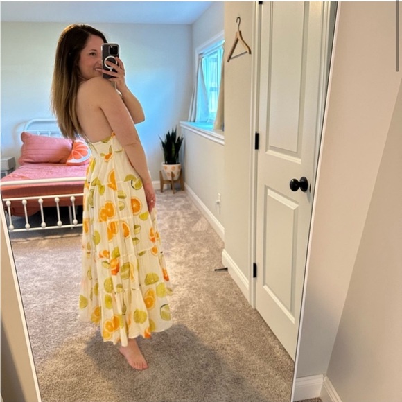 Edie Parker® X J.Crew button-front tiered maxi dress in limes and oranges - Picture 5 of 8